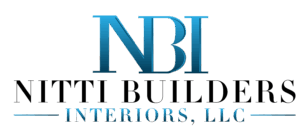 Logo for Nitti Builders Interiors, LLC featuring large blue initials "NBI" above the company name in black and gray uppercase letters on a white background.